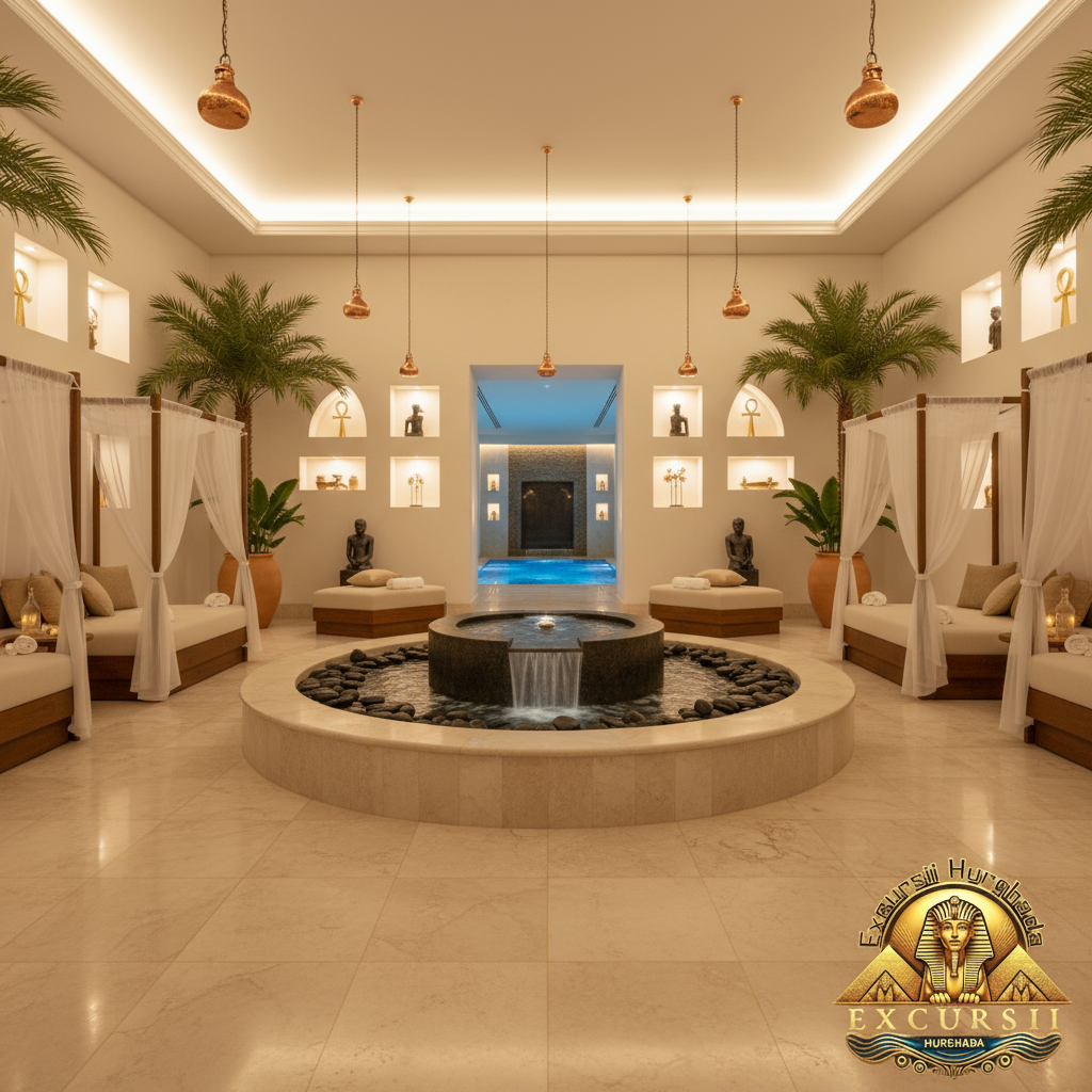 Interior elegant spa Hurghada cu iluminare caldă