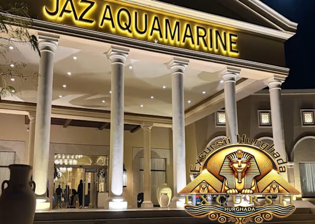 Excursii si spa de la Jaz Aquamarine Resort intrarea principala si logo